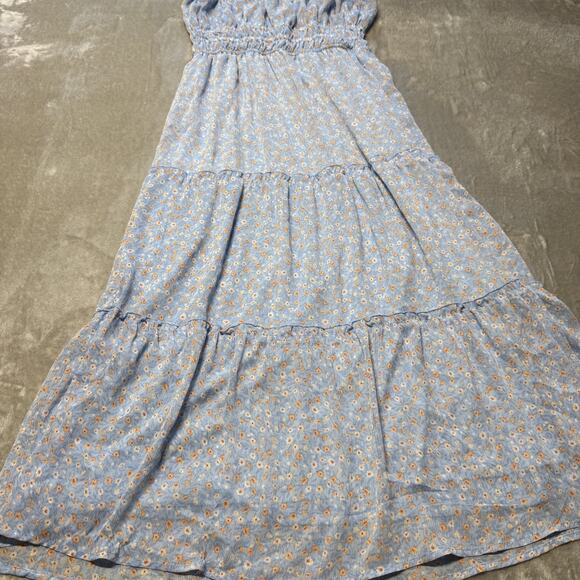 Hippie Rose Maxi Boho Dress Lined Tiered Lace Straps Sun Dress Large - Picture 7 of 7